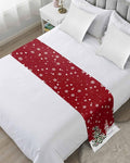 Christmas Tree Snowflakes Snowman Bed Runners for Bedroom Hotel,Decorative Bedding Scarf Red White Green Bed End Blanket Bedding Runner Scarves for King Size Bed,102x20in