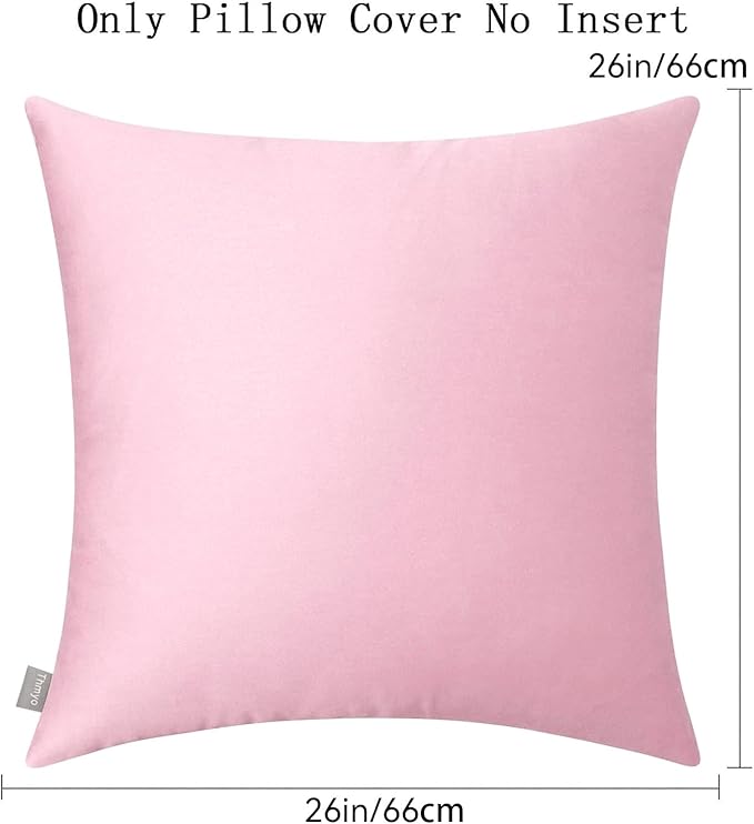 4-Pack 100% Cotton Comfortable Solid Decorative Throw Pillow Case,Thmyo Square Cushion Cover Pillowcase Sublimation Blank Pillow Covers DIY Throw Pillowcase for Sofa Couch(26x26 inch/ 66x66cm, Pink)