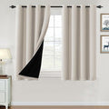 H.VERSAILTEX 100% Blackout Curtains for Bedroom Thermal Insulated Blackout Curtains 45 inch Length Full Light Blocking Window Drapes for Living Room with Black Liner 2 Panels, Fog