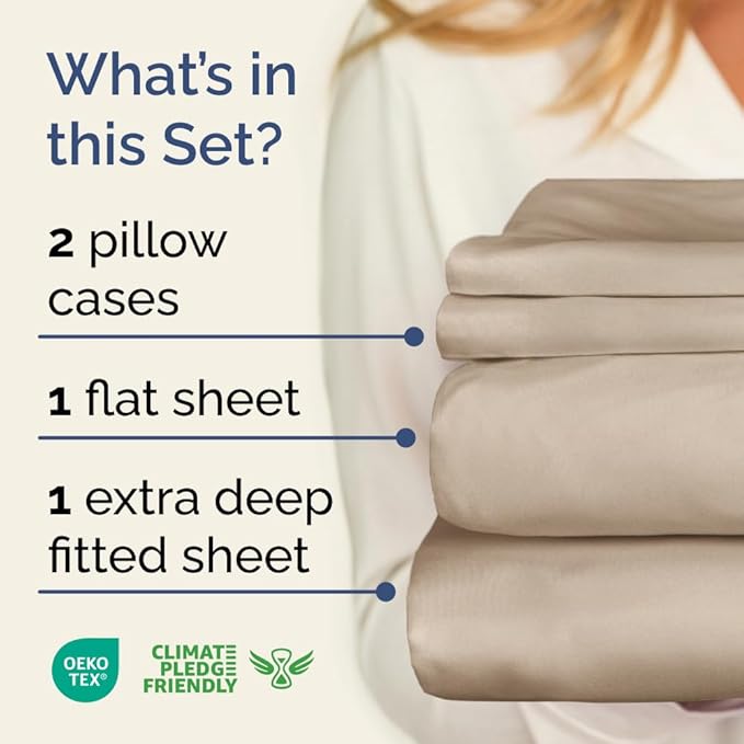 Extra Deep Pocket Queen Sheet Set - 4 Piece Breathable & Cooling Bed Sheets - Hotel Luxury Sheet Set - Ultra Soft, Wrinkle Free & Comfy - Easily Fits Extra Deep Mattresses - Deep Pocket Wheat Sheets
