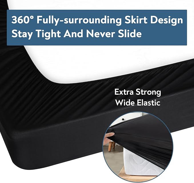 RV Queen Sheets Fitted Only, 60" X 75” Short Queen Sheet for RV Camper, Super Soft & Cozy RV Bed Sheets for RV Bunk with Deep Pocket up to 14", Cooling Jersey Mattress Bottom Sheets, Black