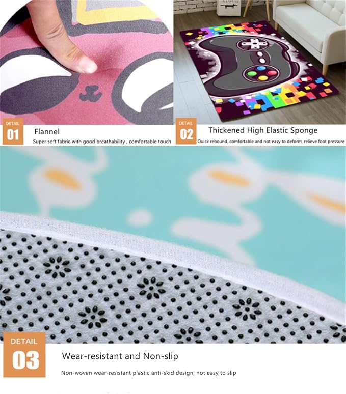 Modern Outer Space Living Room Area Rug Universe Galaxy Planet Large Carpets for Bedroom Non Skid Floor Mats Playmats Soundproofing, 5'×8'