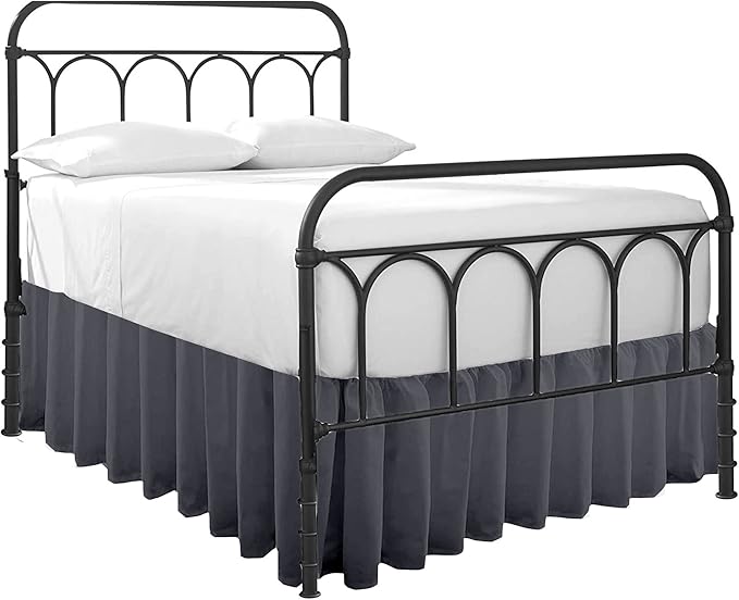 Cottingon Ruffled Bed Skirt with Split Corners-Dust Ruffle - 22" Drop 100% Microfiber Soft,Sheen & Luxurious Look - Bed Skirts (Dark Grey -King)