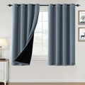 H.VERSAILTEX 100% Blackout Curtains for Bedroom Thermal Insulated Blackout Curtains 54 inch Length Heat and Full Light Blocking Curtains for Living Room with Black Liner 2 Panels Set, Stone Blue