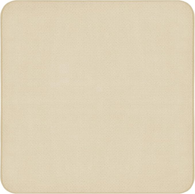 House, Home and More Skid-Resistant Carpet Indoor Area Rug Floor Mat - Ivory Cream - 3 Ft X 3 Ft - Non Slip Rubber Backing, Stain Resistant, Dog Friendly, Living Room Bedroom Kitchen Entryway