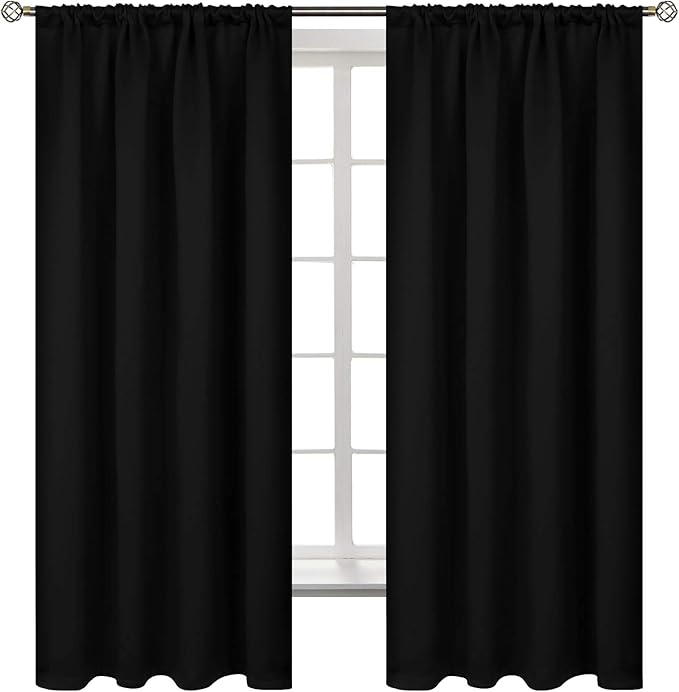 BGment Black Out Bedroom Curtains 63 Inch Length 2 Panels - Thermal Insulated Winter Drapes with Rod Pocket Room Darkening Privacy for Living Room, 42 x 63 Inch