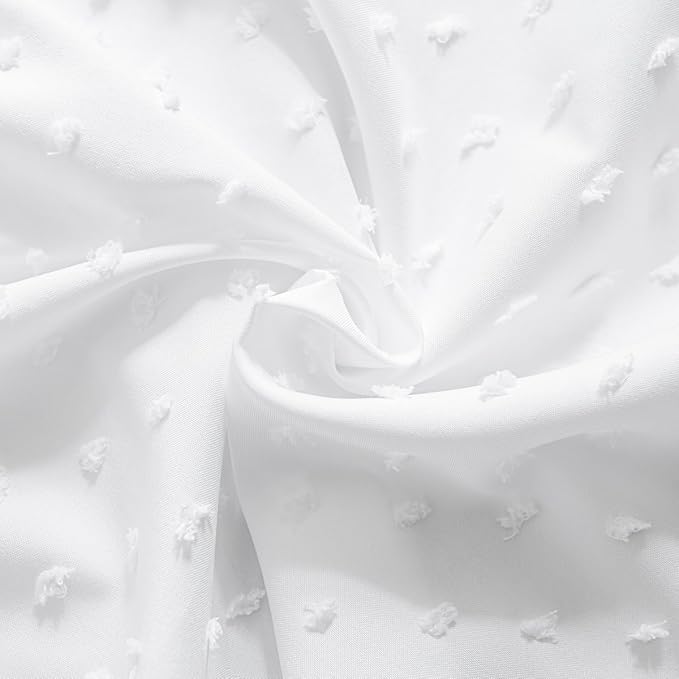Tufted Dot Bed Skirt Queen Size Ruffled Bed Skirt with Split Corners, 14 Inch Drop Dust Ruffle Bed Skirts with Platform, White