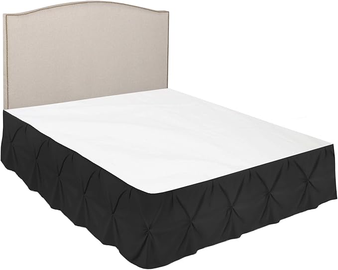 Nestl Black Bed Skirt Full Size, Pinch Pleat Full Bed Skirt, 14" Inch Drop Full Bedskirt, Hotel Quality Black Bed Skirts, Premium Microfiber Bedskirt for Full Bed, Black Full Bed Skirt