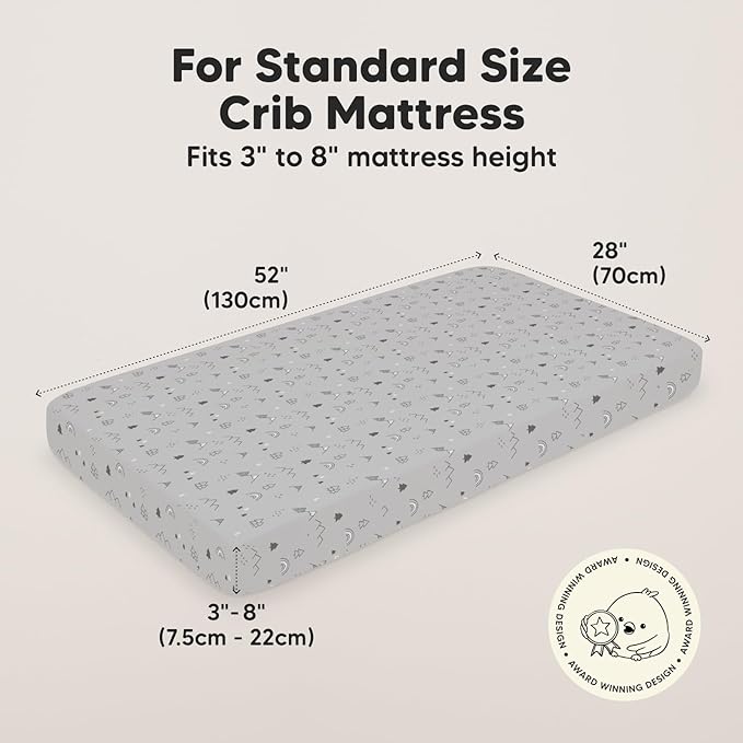KeaBabies 2-Pack Baby Crib Sheets for Boys, Girls - 52x28 Viscose Derived from Bamboo Toddler Bed Sheets Neutral, Fitted Crib Mattress Cover for Standard Baby Bedding, Soft & Cozy (Woodland)