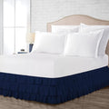 Multi-Ruffle Bed Skirt, Soft Multi Ruffle Bed Skirt Elastic Dust Ruffles with Wrap Around Bed Skirt Easy Fit with 18 Inch Drop 100% Cotton 800 Thread Count Bed Skirt (King XL, Navy Blue)