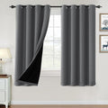 H.VERSAILTEX 100% Blackout Curtains for Bedroom Thermal Insulated Blackout Curtains 63 inch Length Heat and Full Light Blocking Curtains for Living Room with Black Liner 2 Panels Set, Grey