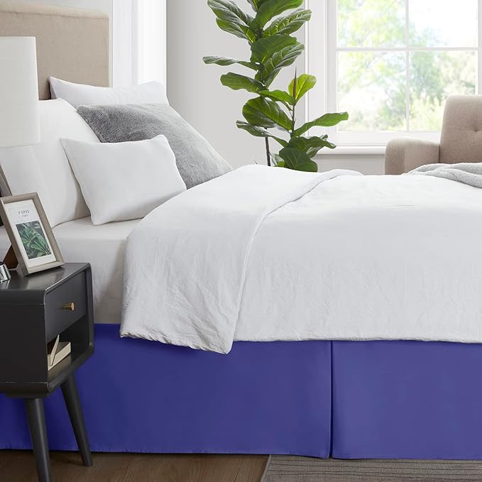 Nestl Royal Blue Full XL Bed Skirt - Full XL Size Bed Skirt 14 Inch Drop - Brushed Microfiber Bed Skirts - Hotel Quality Pleated Bed Skirt - Shrinkage & Fade Resistant