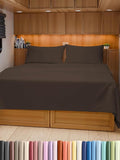RV Short Queen Sheet Set 60 X 75 - 4 Piece RV Short Queen Bed Sheets - Soft, Breathable and Cooling - Designed for Bunks, Trailers & Campers - Fits 8” to 12" Mattress - Hotel Luxury Bedding - Brown