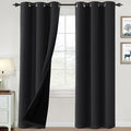 H.VERSAILTEX 100% Blackout Curtains for Bedroom Thermal Insulated Blackout Curtains 84 inch Length Heat and Full Light Blocking Window Drapes for Living Room with Black Liner 2 Panels Set, Jet Black