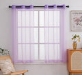 PI Sheer Curtains 63 inches Long with Grommet,Soft Polyester Voile Textured Window Draperies for Dinning Room/Kids Room 2 Panels (W52 X L63, Violet Purple)