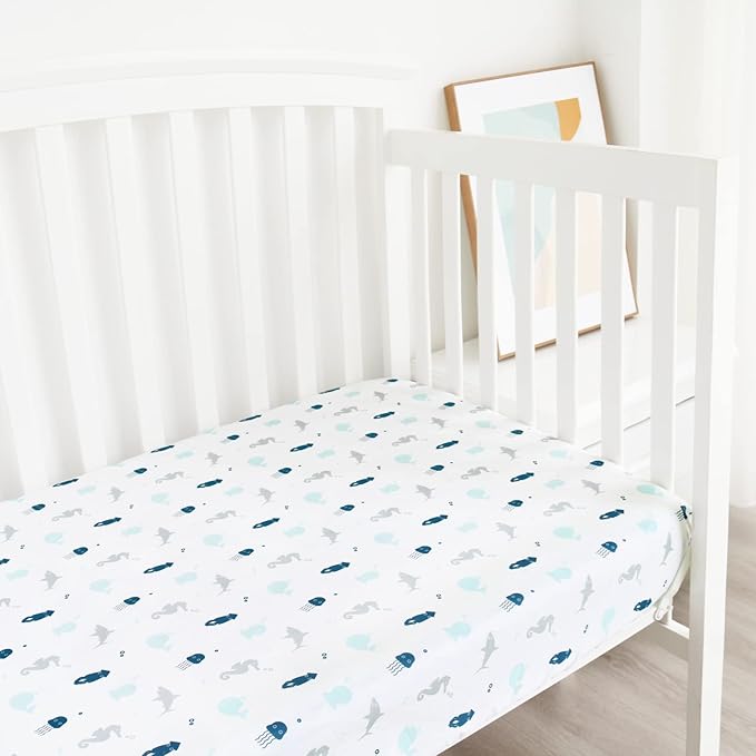 Crib Sheets for Boys or Girls 2-Pack, Fitted Crib Sheet 52'' x 28'' for Standard Crib & Toddler Mattres, Soft and Breathable Material, Baby Crib Sheets Neutral, Grey