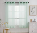 PI Green Sheer Voile Curtains Panels,Ring Top Natural Window Draperies for Outdoor/Yard 2 Panels (W52 X L72, Mint Green)