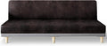 molasofa Leather Like Stretch Futon Slipcover Armless Futon Bed Sofa Cover Furniture Protector with Elastic Bottom, Soft and Washable Futon Cover for Sofa Bed Stay in Place（X Larger，Chocolate）