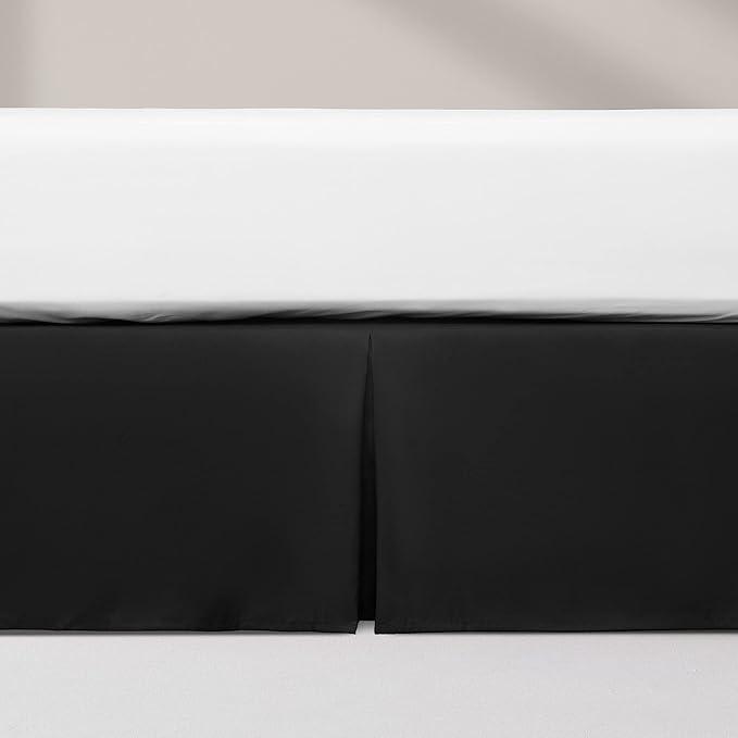 SONIVE King Bed Skirt,Premium Solid with Pleated Dust Ruffle 15-Inch Drop Easy to Put in Shrink Free and Fade Resistant Black