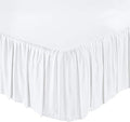 KRISHNA Ruffled Bed Skirt with Split Corners Queen, 100% Microfiber Hotel Quality, 14 Inch Drop Dust Ruffle Gathered Bedskirt with Platform, 60" x 80", White