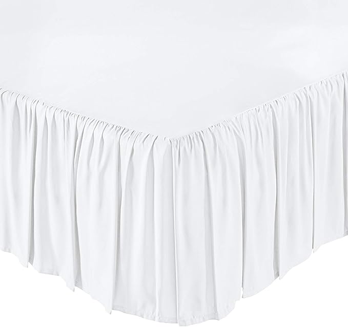 KRISHNA Ruffled Bed Skirt with Split Corners King, 100% Microfiber Hotel Quality, 21 Inch Drop Dust Ruffle Gathered Bedskirt with Platform, 78" x 80", White