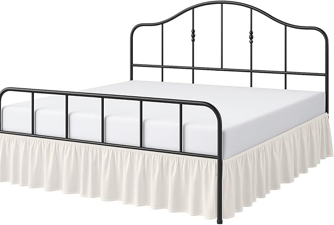 Cottington Lane Ruffled Bed Skirt Twin Size with Split Corner, Brushed Microfiber Hotel Quality Ivory Dust Ruffle, 21 Inch Drop Gathered Bedskirt, Soft and Stylish, Shrinkage and Fade Resistant