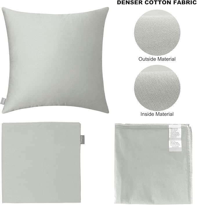 4-Pack 100% Cotton Comfortable Solid Decorative Throw Pillow Case,Thmyo Square Cushion Cover Pillowcase Sublimation Blank Pillow Covers DIY Throw Pillowcase for Sofa Bedroom(16x16 inch/ 40x40cm,Grey)