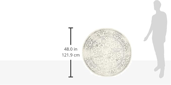 SAFAVIEH Adirondack Collection Area Rug - 4' Round, Ivory & Silver, Distressed Vintage Floral Design, Non-Shedding & Easy to Clean, Ideal for Living Room, Bedroom, Dining Space (ADR109C)