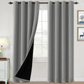 H.VERSAILTEX 100% Blackout Curtains for Bedroom Thermal Insulated Blackout Curtains 108 inch Length Full Light Blocking Curtains for Living Room with Black Liner 2 Panels Set, Dove Gray