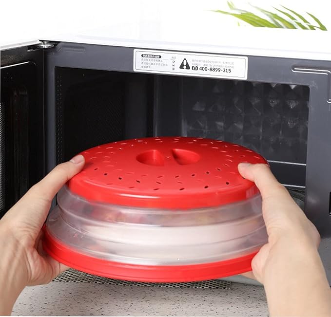Collapsible Microwave Splatter Cover, 10.5 Inch, Dishwasher-safe, Microwave Plate Cover With Steam Vent，BPA-Free Silicone & Plastic (Light blue)