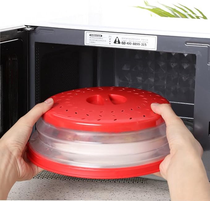 Collapsible Microwave Splatter Cover, 10.5 Inch, Dishwasher-safe, Microwave Plate Cover With Steam Vent，BPA-Free Silicone & Plastic (Light purple)