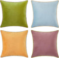 MONDAY MOOSE Decorative Throw Pillow Covers Cushion Cases, Set of 4 Soft Velvet Modern Double-Sided Designs, Mix and Match for Home Decor, Pillow Inserts Not Included (16x16 inch, Purple/Green)