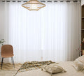 PI Transparent Sheer Curtains with Ring Top for Living Room/Bedroom 2 Panels (W52 X L145, Optical White)