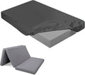 Breling Fitted Sheet (Sheet Only) Compatible with Milliard Trifold Mattress Folding Mattress Fitted Microfiber Bedsheet for Camp Bunk Rvs Bed(Full,4'',Dark Gray)