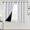 H.VERSAILTEX 100% Blackout Curtains for Bedroom Thermal Insulated Blackout Curtains 45 inch Length Full Light Blocking Curtains for Living Room with Black Liner 2 Panels, Pure White