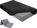 Breling Fitted Sheet (Sheet Only) Compatible with Milliard Trifold Mattress Folding Mattress Fitted Microfiber Bedsheet for Camp Bunk Rvs Bed (Twin,4'',Black)