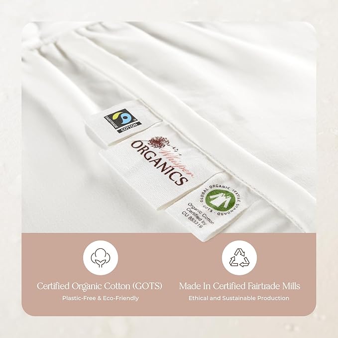 Whisper Organics Luxury Quilted Mattress Cover - Exquisite Softness, 100% Organic Cotton, 17-Inch Deep Pocket, King, Pure White