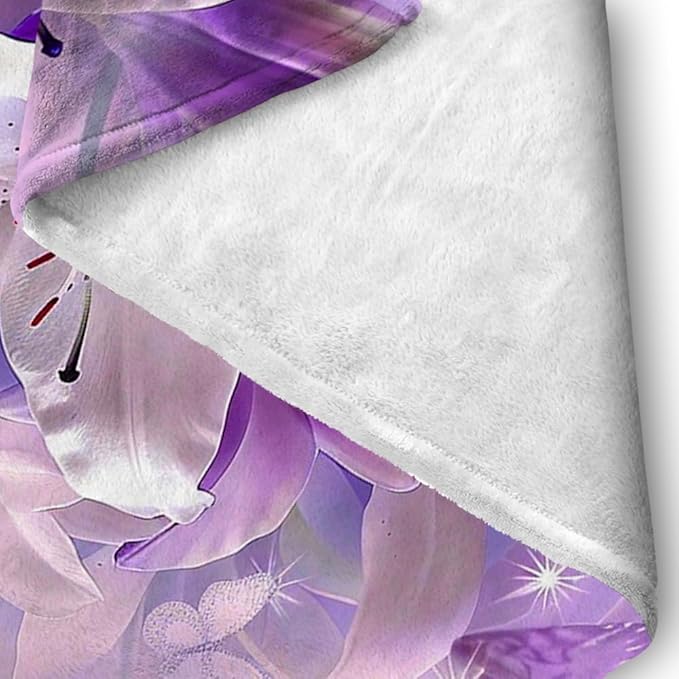 Purple Butterfly Flower Throw Blanekts Butterfly Blankets Soft Lightweight Cozy for Bed Couch Sofa Birthday Gifts Women Gifts for Her Anniversary Valentines Mothers Day Flower Gifts 60"x80"