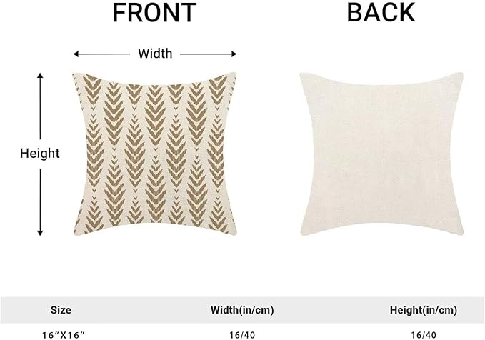 BETGINY Tan Khaki Boho Pillow Covers 16 x 16 Inch Pack of 2, Bohemian Ethnic Herringbone Pattern Decorative Throw Pillow Covers Linen Modern Geometry Farmhouse Outdoor Pillowcase for Sofa Couch Decor
