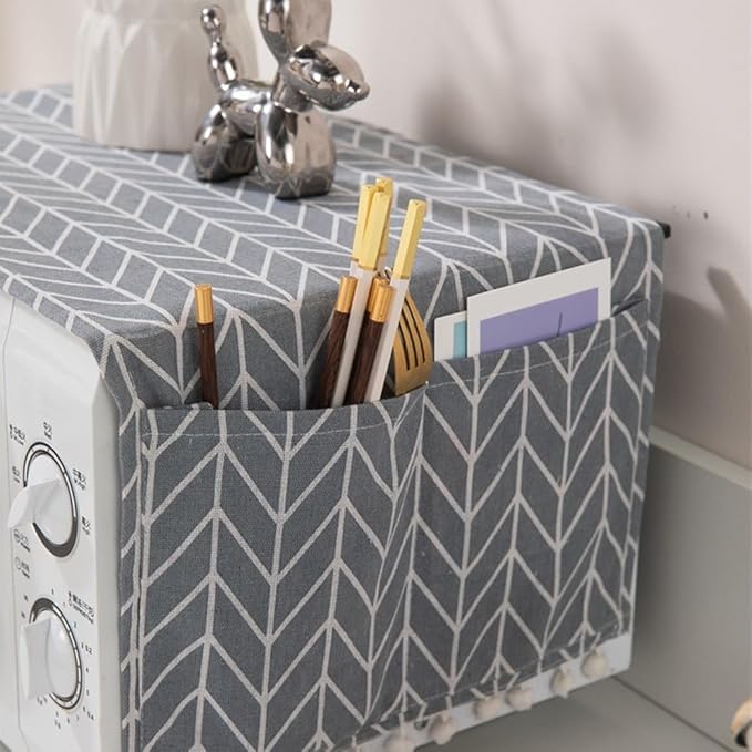 Microwave Oven Cover Dust Oil Proof Cotton Linen Waterproof Fabric Cloth Machine Protector Decorative Kitchen Appliance Cover 30 * 90cm Oven Cover Cloth Dust Cover(beige)