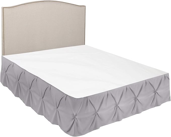 Nestl Grey Lavender Bed Skirt Queen Size, Pinch Pleat Queen Bed Skirt, 14" Inch Drop Queen Bedskirt, Hotel Quality Grey Lavender Bed Skirts, Premium Microfiber Grey Lavender Queen Bed Skirt