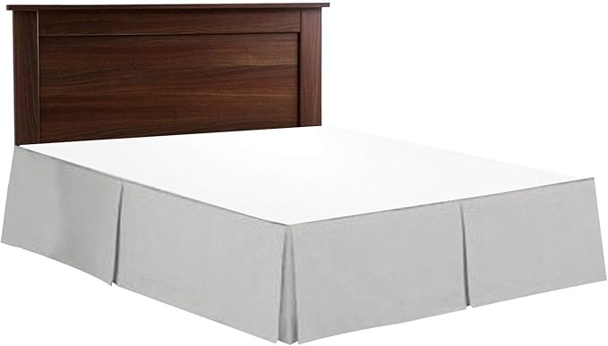 Bed Skirt - 100% Cotton 800 Thread Count Box Pleated Bed Skirt - Luxury Pleated Dust Ruffle, Hotel Quality Modern Bed Skirt, Easy Fit with 12 Inch Tailored Drop, Full XL, Light Grey