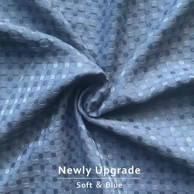 MIYE Pleated Waffle Weave Bed Skirt, Tailored Dust Ruffle 16 Inch Drop Easy Fit, Machine Washable (Blue, Twin - 16" Drop)