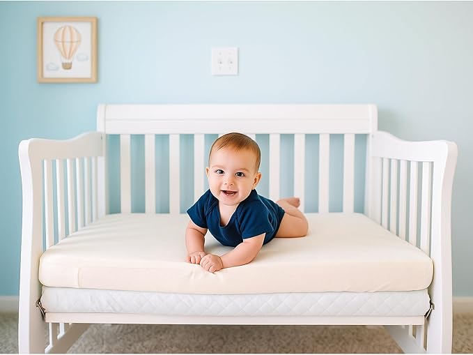 Organic Cotton Crib Mattress Protector (Water-Resistant) - Breathable Fitted Liner Pad, GOTS-Certified, Hypoallergenic, Made in USA - Playard 38"x26" - Pack of 2