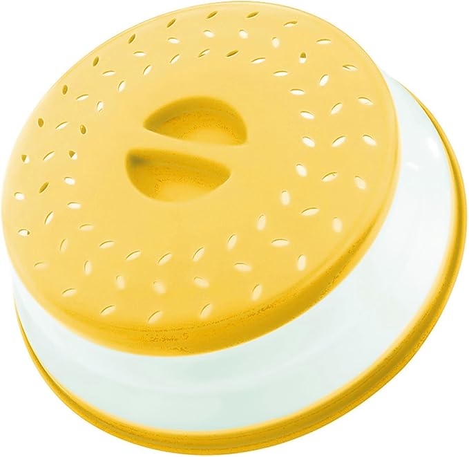Collapsible Microwave Splatter Cover, 10.5 Inch, Dishwasher-safe, Microwave Plate Cover With Steam Vent，BPA-Free Silicone & Plastic (Light yellow)