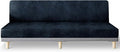 molasofa Leather Like Stretch Futon Slipcover Armless Futon Bed Sofa Cover Furniture Protector with Elastic Bottom, Soft and Washable Futon Cover for Sofa Bed Stay in Place（X Larger, Navy Blue）