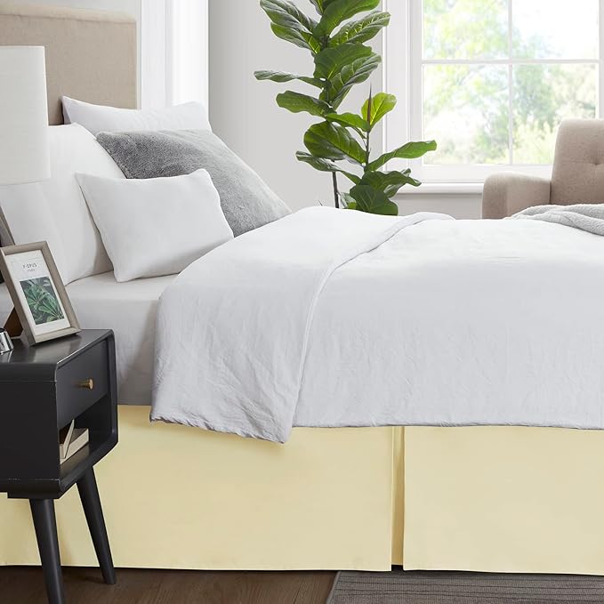 Nestl Vanilla Yellow Bed Skirt King Size - King Bed Skirt 14 Inch Drop - Brushed Microfiber Bed Skirts - Hotel Quality Pleated Bed Skirt - Shrinkage & Fade Resistant