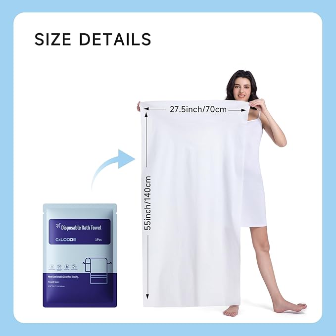 Disposable Bath Towels for Travel, Large Disposable Towel Portable Thick Paper Towel Reusable Suitable for Hiking Camping Sports Swimming and Traveling, 55.1 x 27.5 Inches, 20 PCS