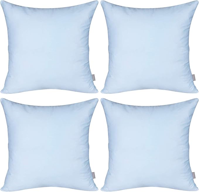 Thmyo 4-Pack 100% Cotton Comfortable Solid Decorative Throw Pillow Case, Square Cushion Cover Pillowcase Sublimation Blank Pillow Covers DIY Throw Pillowcase for Sofa(24x24 inch/ 60x60cm,Light Blue)