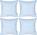 Thmyo 4-Pack 100% Cotton Comfortable Solid Decorative Throw Pillow Case, Square Cushion Cover Pillowcase Sublimation Blank Pillow Covers DIY Throw Pillowcase for Sofa(24x24 inch/ 60x60cm,Light Blue)